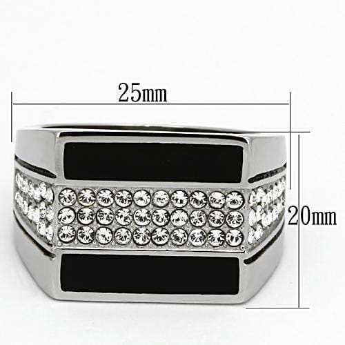 TK1048 - High polished (no plating) Stainless Steel Ring with Top Grade Crystal in Clear - Alamode - Flyclothing LLC