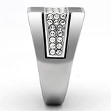 TK1048 - High polished (no plating) Stainless Steel Ring with Top Grade Crystal in Clear - Alamode - Flyclothing LLC