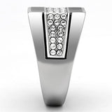 TK1048 - High polished (no plating) Stainless Steel Ring with Top Grade Crystal  in Clear - Alamode