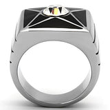 TK1049 - High polished (no plating) Stainless Steel Ring with Top Grade Crystal  in Clear - Alamode