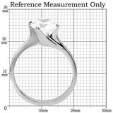 TK104 - High polished (no plating) Stainless Steel Ring with AAA Grade CZ  in Clear - Alamode