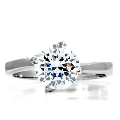 TK104 - High polished (no plating) Stainless Steel Ring with AAA Grade CZ in Clear - Alamode - Flyclothing LLC