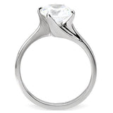 TK104 - High polished (no plating) Stainless Steel Ring with AAA Grade CZ  in Clear - Alamode