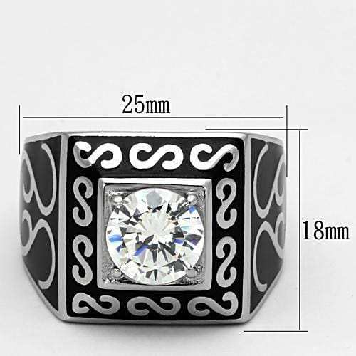 TK1050 - High polished (no plating) Stainless Steel Ring with AAA Grade CZ in Clear - Alamode - Flyclothing LLC
