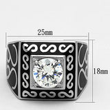 TK1050 - High polished (no plating) Stainless Steel Ring with AAA Grade CZ  in Clear - Alamode
