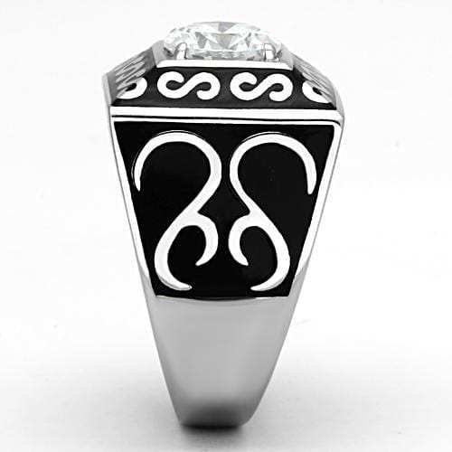 TK1050 - High polished (no plating) Stainless Steel Ring with AAA Grade CZ in Clear - Alamode - Flyclothing LLC