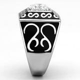 TK1050 - High polished (no plating) Stainless Steel Ring with AAA Grade CZ  in Clear - Alamode
