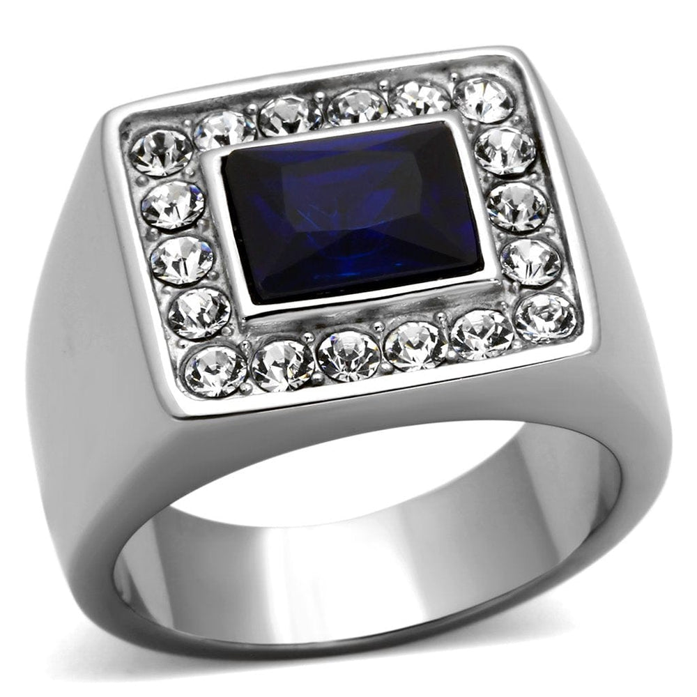 TK1051 - High polished (no plating) Stainless Steel Ring with Synthetic Synthetic Glass in Montana - Alamode