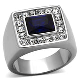 TK1051 - High polished (no plating) Stainless Steel Ring with Synthetic Synthetic Glass in Montana - Alamode