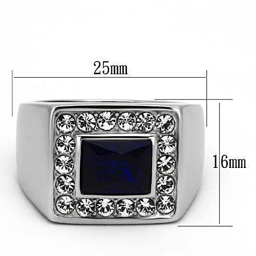 TK1051 - High polished (no plating) Stainless Steel Ring with Synthetic Synthetic Glass in Montana - Alamode - Flyclothing LLC