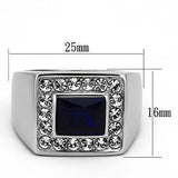 TK1051 - High polished (no plating) Stainless Steel Ring with Synthetic Synthetic Glass in Montana - Alamode - Flyclothing LLC