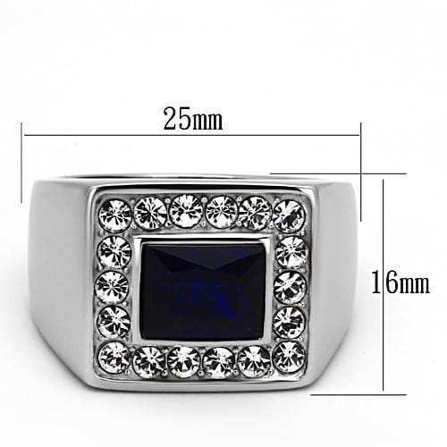 TK1051 - High polished (no plating) Stainless Steel Ring with Synthetic Synthetic Glass in Montana - Alamode - Flyclothing LLC