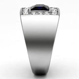 TK1051 - High polished (no plating) Stainless Steel Ring with Synthetic Synthetic Glass in Montana - Alamode - Flyclothing LLC