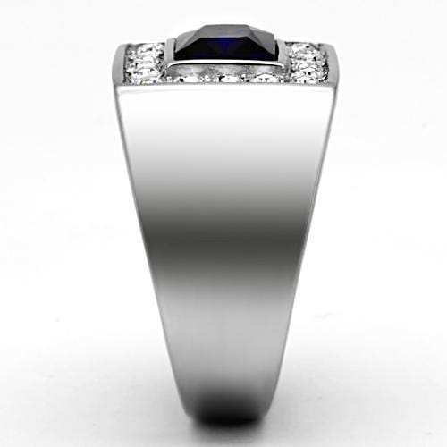 TK1051 - High polished (no plating) Stainless Steel Ring with Synthetic Synthetic Glass in Montana - Alamode - Flyclothing LLC