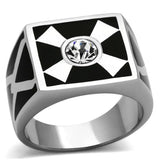 TK1052 - High polished (no plating) Stainless Steel Ring with Top Grade Crystal in Clear - Alamode - Flyclothing LLC