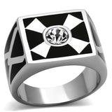 TK1052 - High polished (no plating) Stainless Steel Ring with Top Grade Crystal  in Clear - Alamode