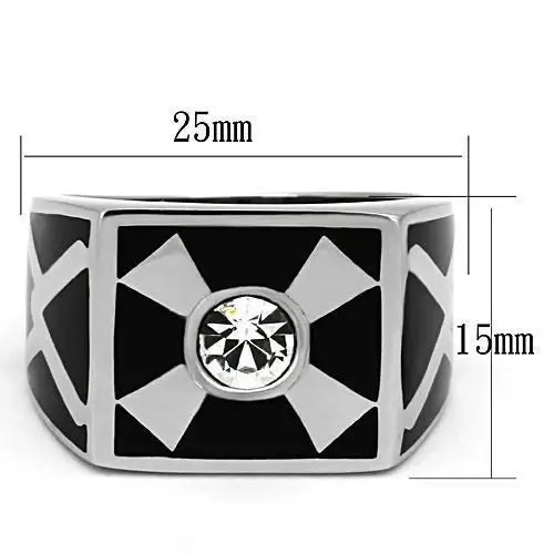 TK1052 - High polished (no plating) Stainless Steel Ring with Top Grade Crystal in Clear - Alamode - Flyclothing LLC