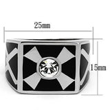 TK1052 - High polished (no plating) Stainless Steel Ring with Top Grade Crystal in Clear - Alamode - Flyclothing LLC