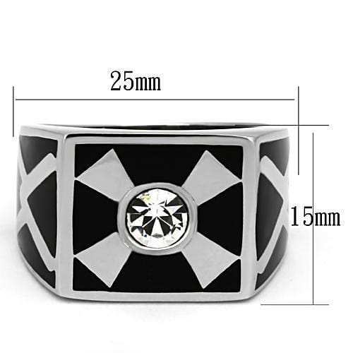 TK1052 - High polished (no plating) Stainless Steel Ring with Top Grade Crystal in Clear - Alamode - Flyclothing LLC