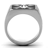 TK1052 - High polished (no plating) Stainless Steel Ring with Top Grade Crystal  in Clear - Alamode