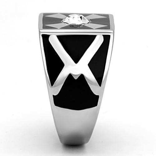 TK1052 - High polished (no plating) Stainless Steel Ring with Top Grade Crystal in Clear - Alamode - Flyclothing LLC