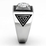 TK1053 - High polished (no plating) Stainless Steel Ring with AAA Grade CZ  in Clear - Alamode