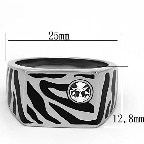 TK1054 - High polished (no plating) Stainless Steel Ring with Top Grade Crystal in Clear - Alamode - Flyclothing LLC
