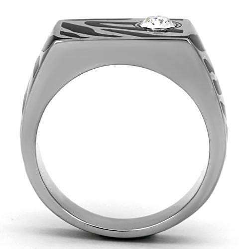TK1054 - High polished (no plating) Stainless Steel Ring with Top Grade Crystal in Clear - Alamode - Flyclothing LLC