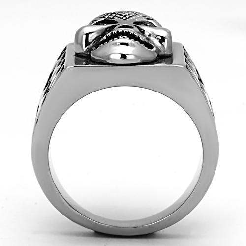 TK1056 - High polished (no plating) Stainless Steel Ring with Top Grade Crystal in Black Diamond - Alamode - Flyclothing LLC