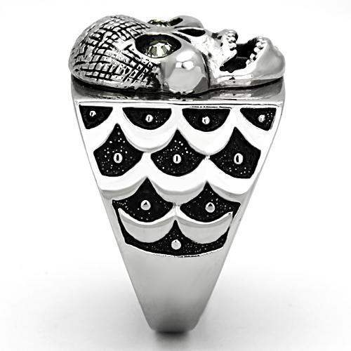 TK1056 - High polished (no plating) Stainless Steel Ring with Top Grade Crystal in Black Diamond - Alamode - Flyclothing LLC