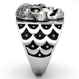 TK1056 - High polished (no plating) Stainless Steel Ring with Top Grade Crystal in Black Diamond - Alamode - Flyclothing LLC