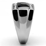 TK1058 - High polished (no plating) Stainless Steel Ring with Synthetic Synthetic Glass in Montana - Alamode