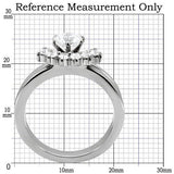 TK105 - High polished (no plating) Stainless Steel Ring with AAA Grade CZ  in Clear - Alamode