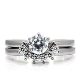 TK105 - High polished (no plating) Stainless Steel Ring with AAA Grade CZ in Clear - Alamode - Flyclothing LLC