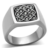 TK1060 - High polished (no plating) Stainless Steel Ring with Top Grade Crystal in Clear - Alamode - Flyclothing LLC
