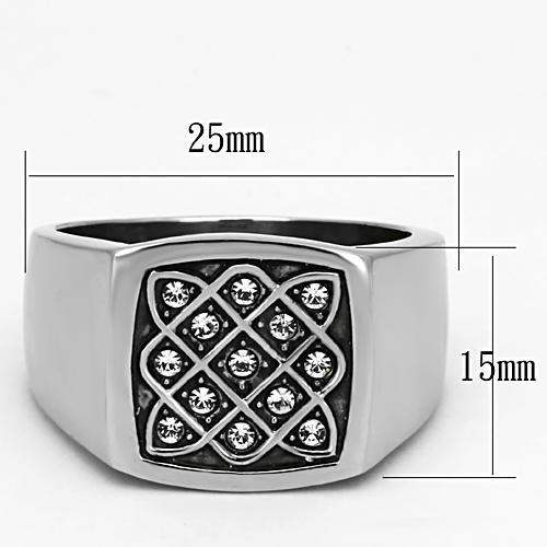 TK1060 - High polished (no plating) Stainless Steel Ring with Top Grade Crystal in Clear - Alamode - Flyclothing LLC