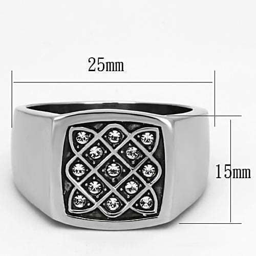 TK1060 - High polished (no plating) Stainless Steel Ring with Top Grade Crystal in Clear - Alamode - Flyclothing LLC