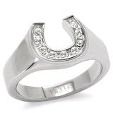 TK10616 - High polished (no plating) Stainless Steel Ring with Top Grade Crystal  in Clear - Alamode