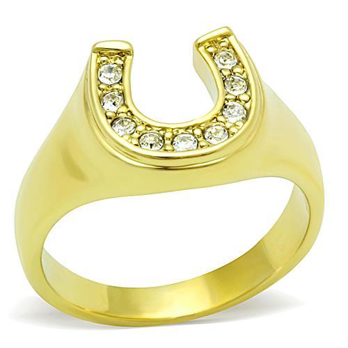 TK10616G - IP Gold(Ion Plating) Stainless Steel Ring with Top Grade Crystal  in Clear - Alamode