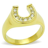TK10616G - IP Gold(Ion Plating) Stainless Steel Ring with Top Grade Crystal  in Clear - Alamode