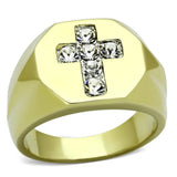 TK1062 - Two-Tone IP Gold (Ion Plating) Stainless Steel Ring with Top Grade Crystal in Clear - Alamode - Flyclothing LLC
