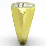TK1062 - Two-Tone IP Gold (Ion Plating) Stainless Steel Ring with Top Grade Crystal in Clear - Alamode - Flyclothing LLC