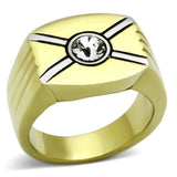 TK1064 - Two-Tone IP Gold (Ion Plating) Stainless Steel Ring with Top Grade Crystal  in Clear - Alamode