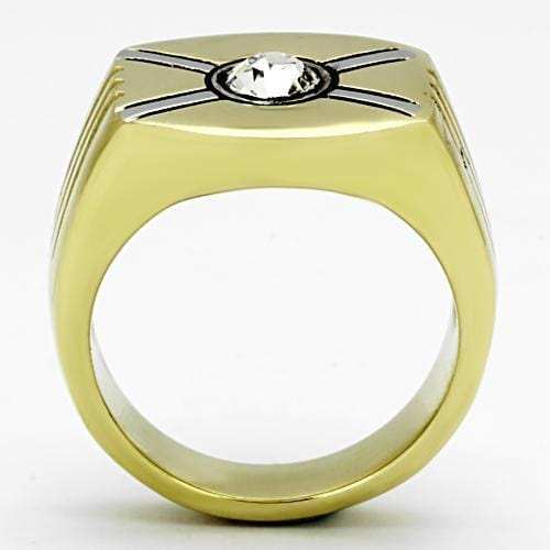 TK1064 - Two-Tone IP Gold (Ion Plating) Stainless Steel Ring with Top Grade Crystal in Clear - Alamode - Flyclothing LLC