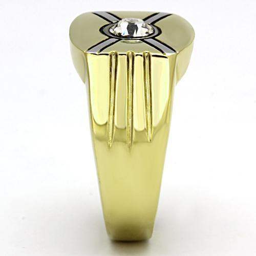 TK1064 - Two-Tone IP Gold (Ion Plating) Stainless Steel Ring with Top Grade Crystal in Clear - Alamode - Flyclothing LLC