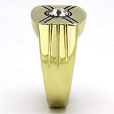 TK1064 - Two-Tone IP Gold (Ion Plating) Stainless Steel Ring with Top Grade Crystal in Clear - Alamode - Flyclothing LLC