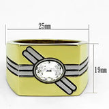 TK1065 - Two-Tone IP Gold (Ion Plating) Stainless Steel Ring with Top Grade Crystal in Clear - Alamode - Flyclothing LLC