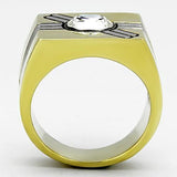 TK1065 - Two-Tone IP Gold (Ion Plating) Stainless Steel Ring with Top Grade Crystal  in Clear