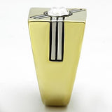 TK1065 - Two-Tone IP Gold (Ion Plating) Stainless Steel Ring with Top Grade Crystal  in Clear - Alamode