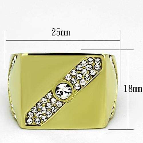 TK1066 - IP Gold(Ion Plating) Stainless Steel Ring with Top Grade Crystal in Clear - Alamode - Flyclothing LLC